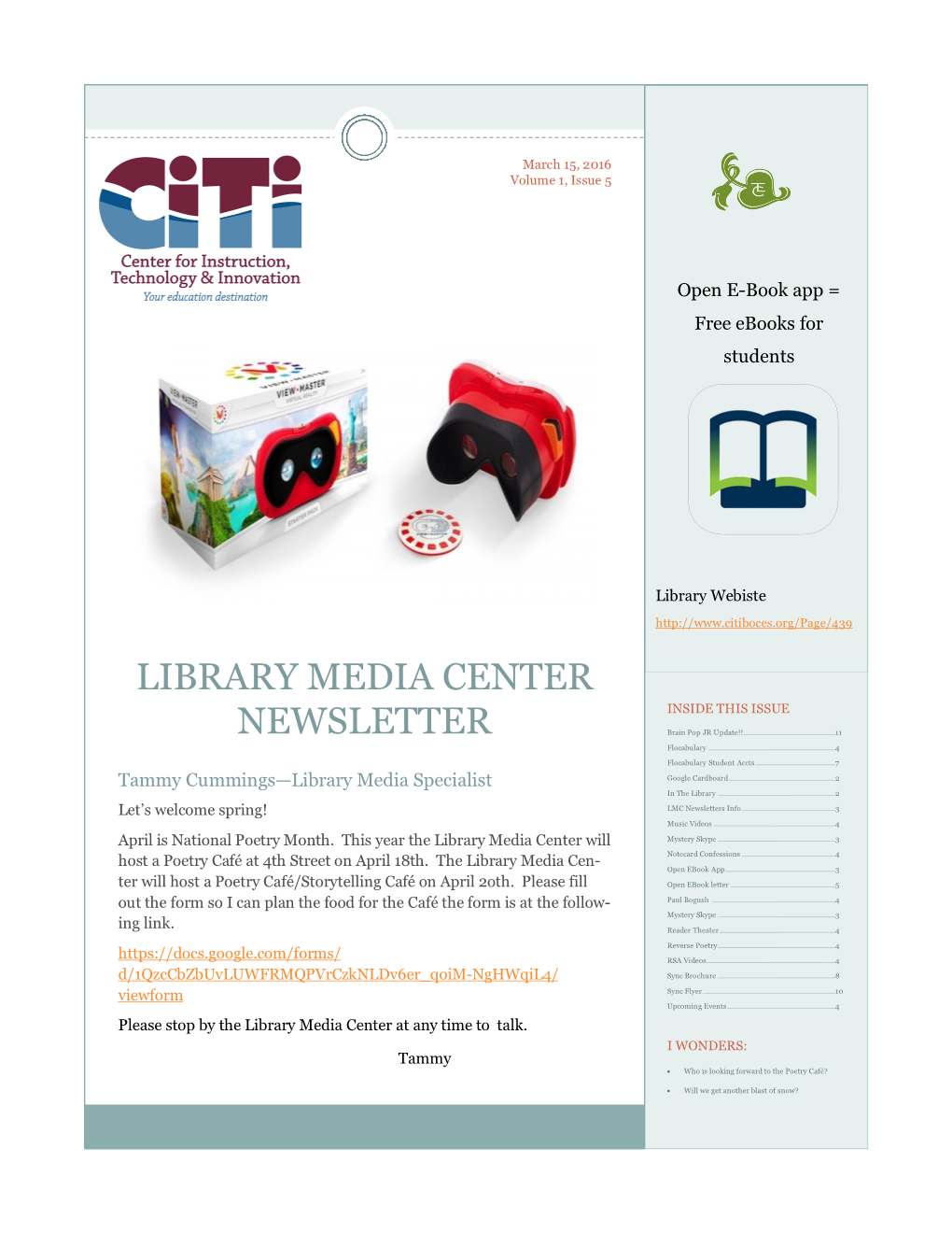 Library Media Center Newsletter