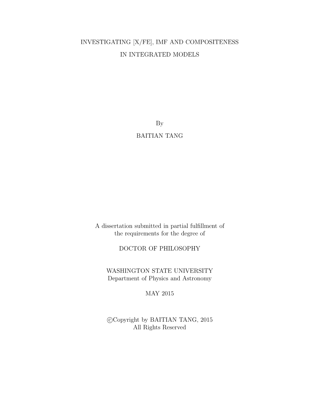 Investigating [X/Fe], Imf and Compositeness in Integrated Models