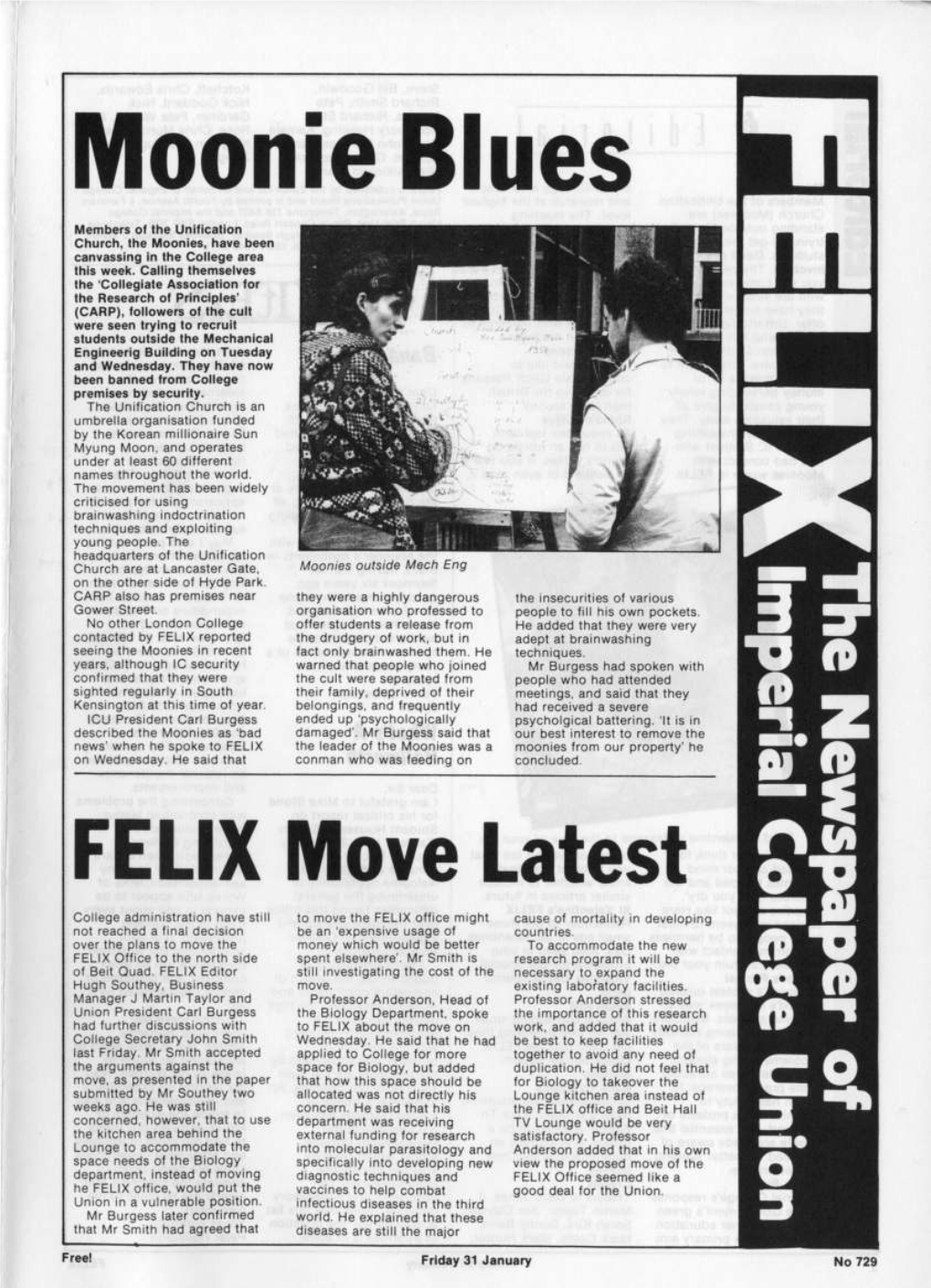 Felix Issue 725, 1986