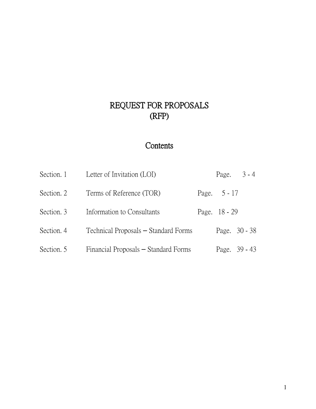 Page 1 1 REQUEST for PROPOSALS (RFP) Contents