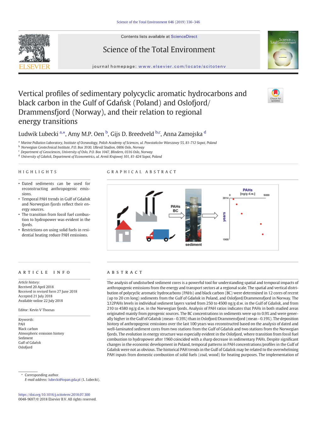 (Poland) and Oslofjord/ Drammensfjord (Norway), and Their Relation to Regional Energy Transitions