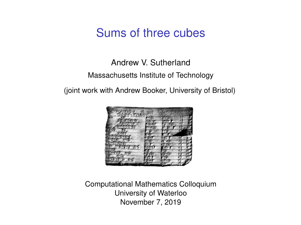 Sums of Three Cubes