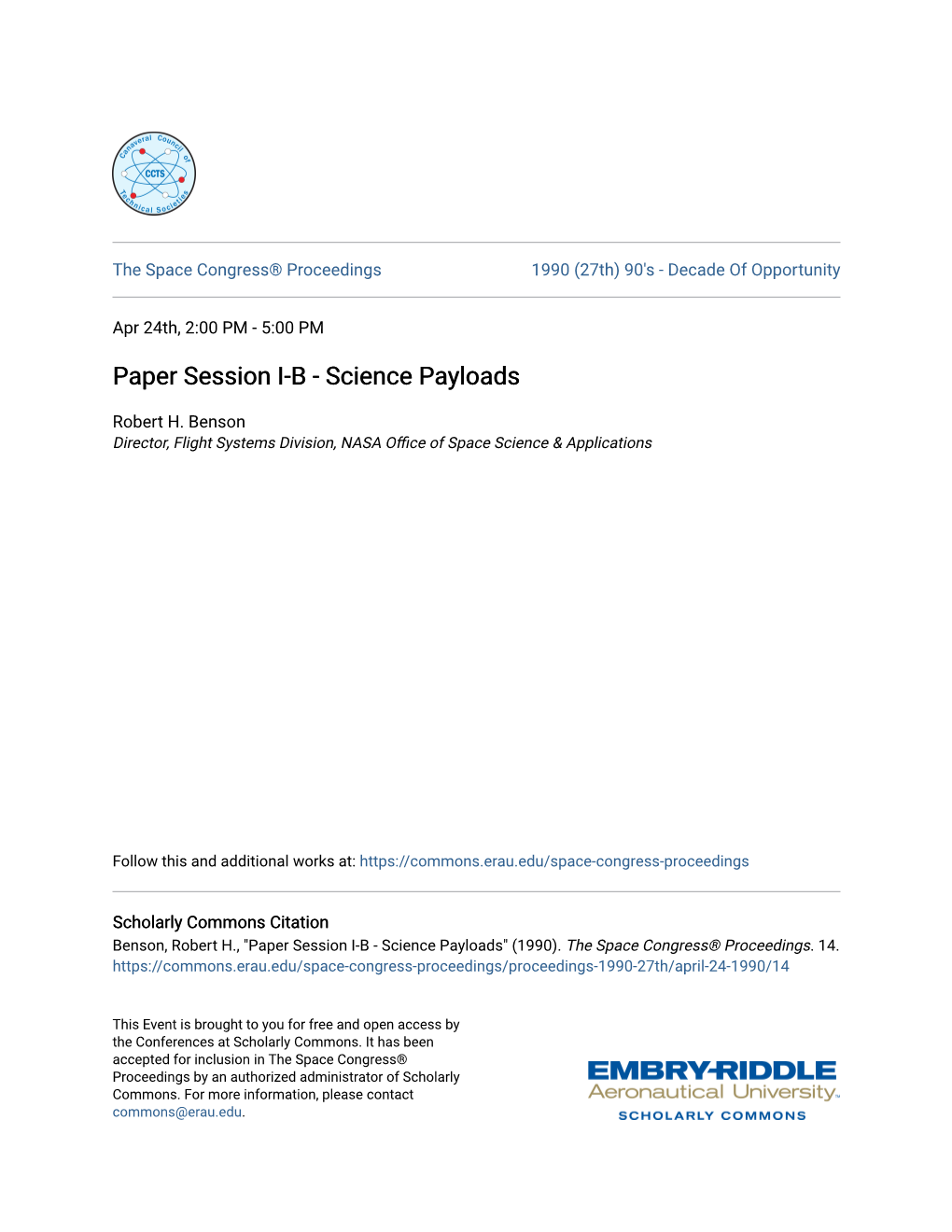 Paper Session I-B - Science Payloads