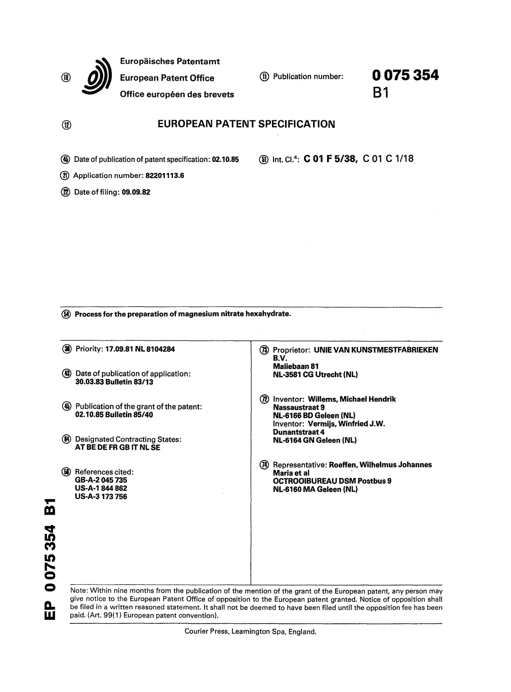 Process for the Preparation of Magnesium Nitrate Hexahydrate