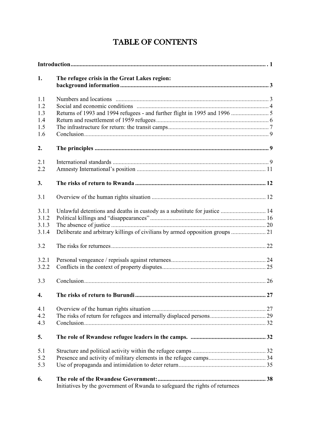 Table of Contents