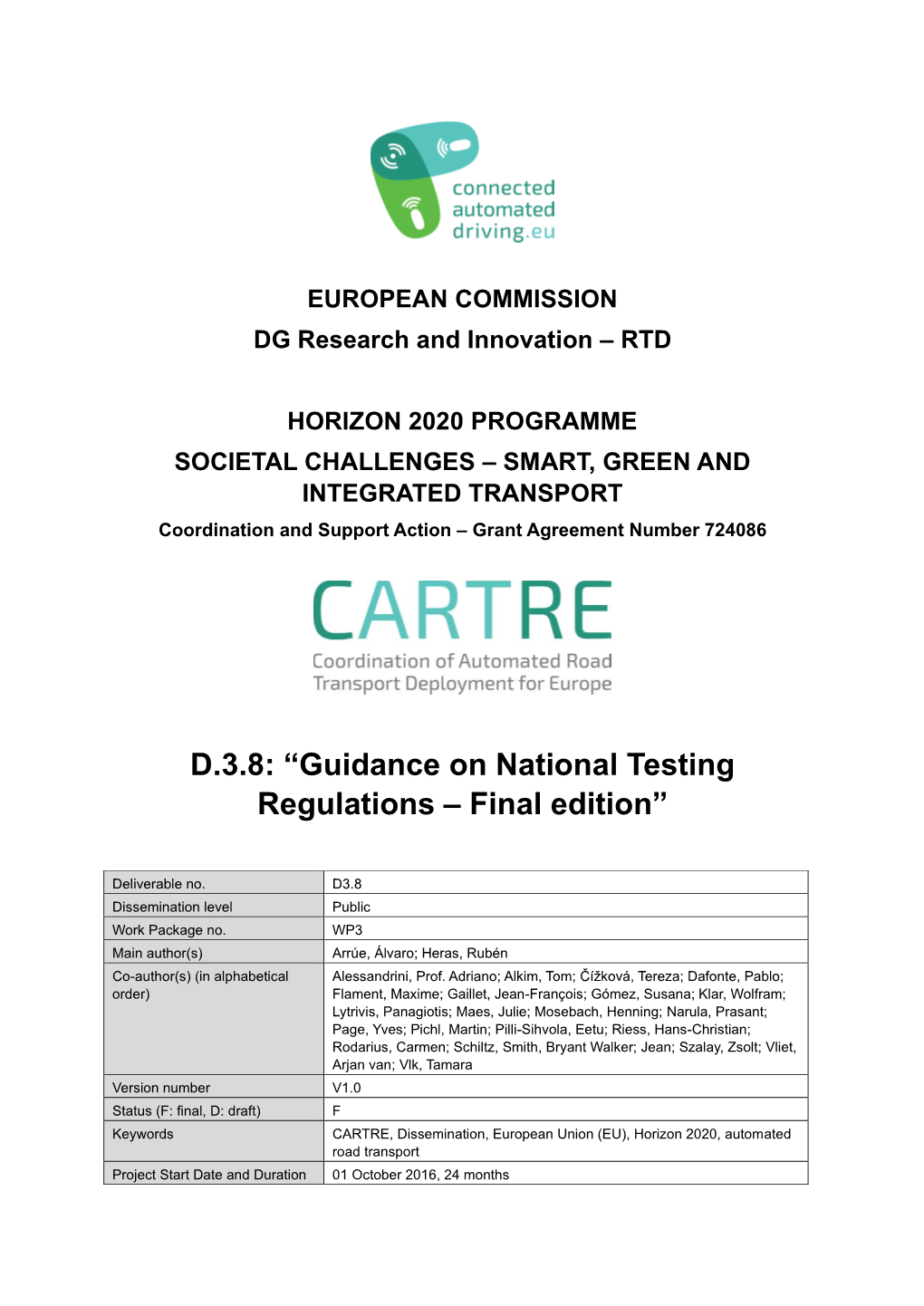 D.3.8: “Guidance on National Testing Regulations – Final Edition”