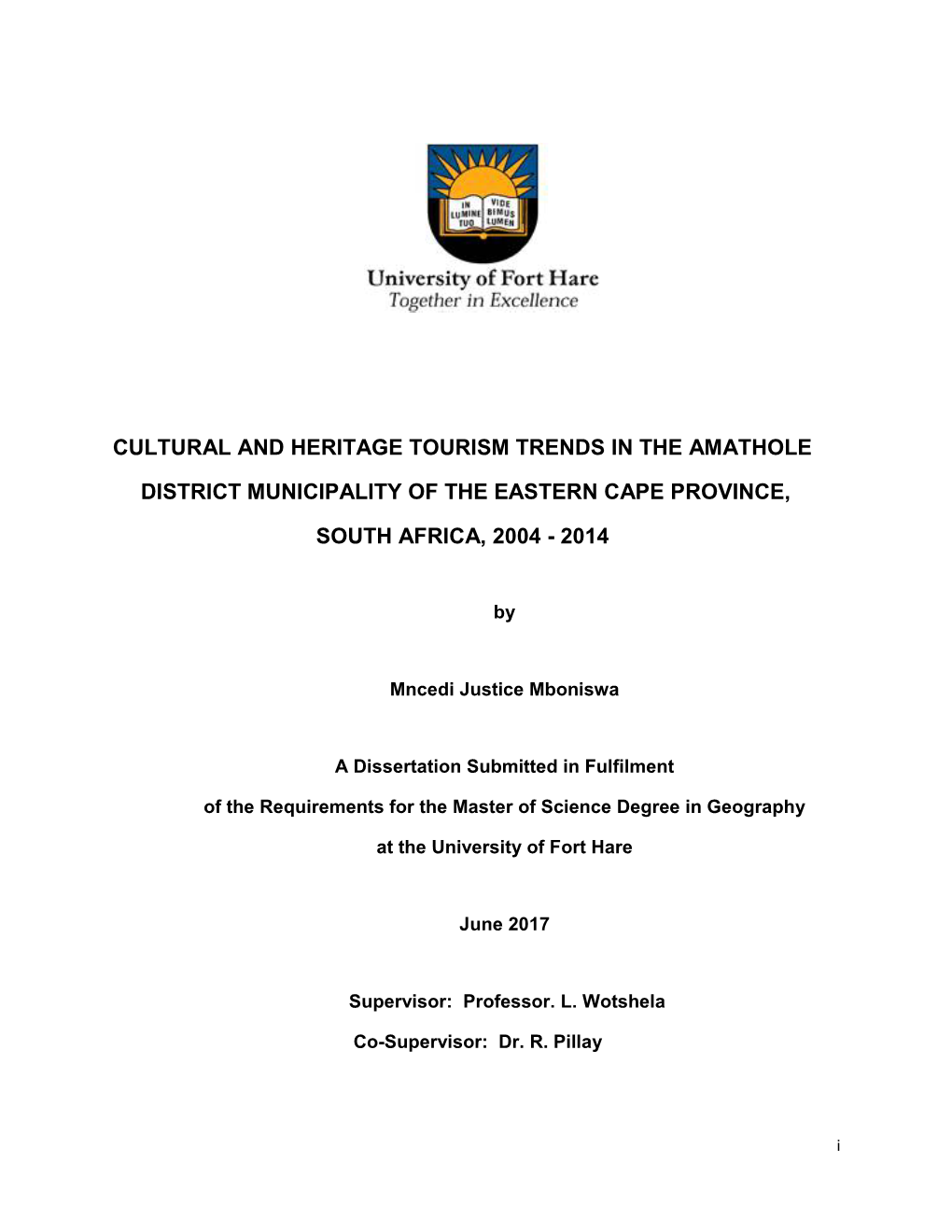 Cultural and Heritage Tourism Trends in the Amathole District Municipality of the Eastern Cape Province, South Africa, 2004