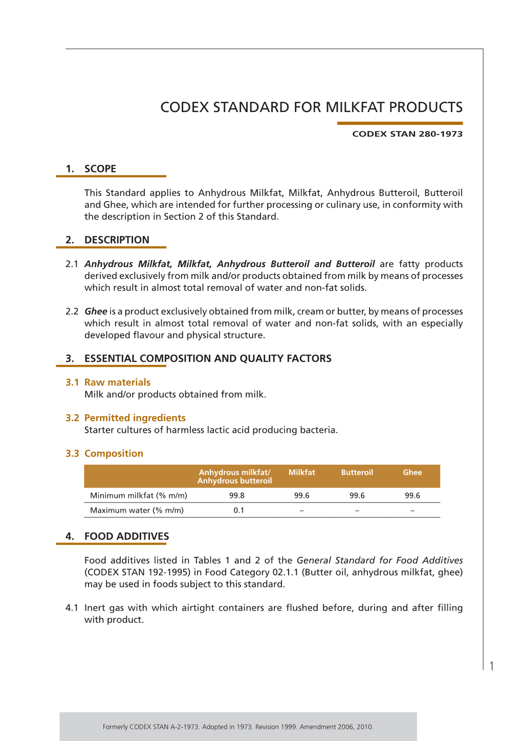 Codex Standard for Milkfat Products