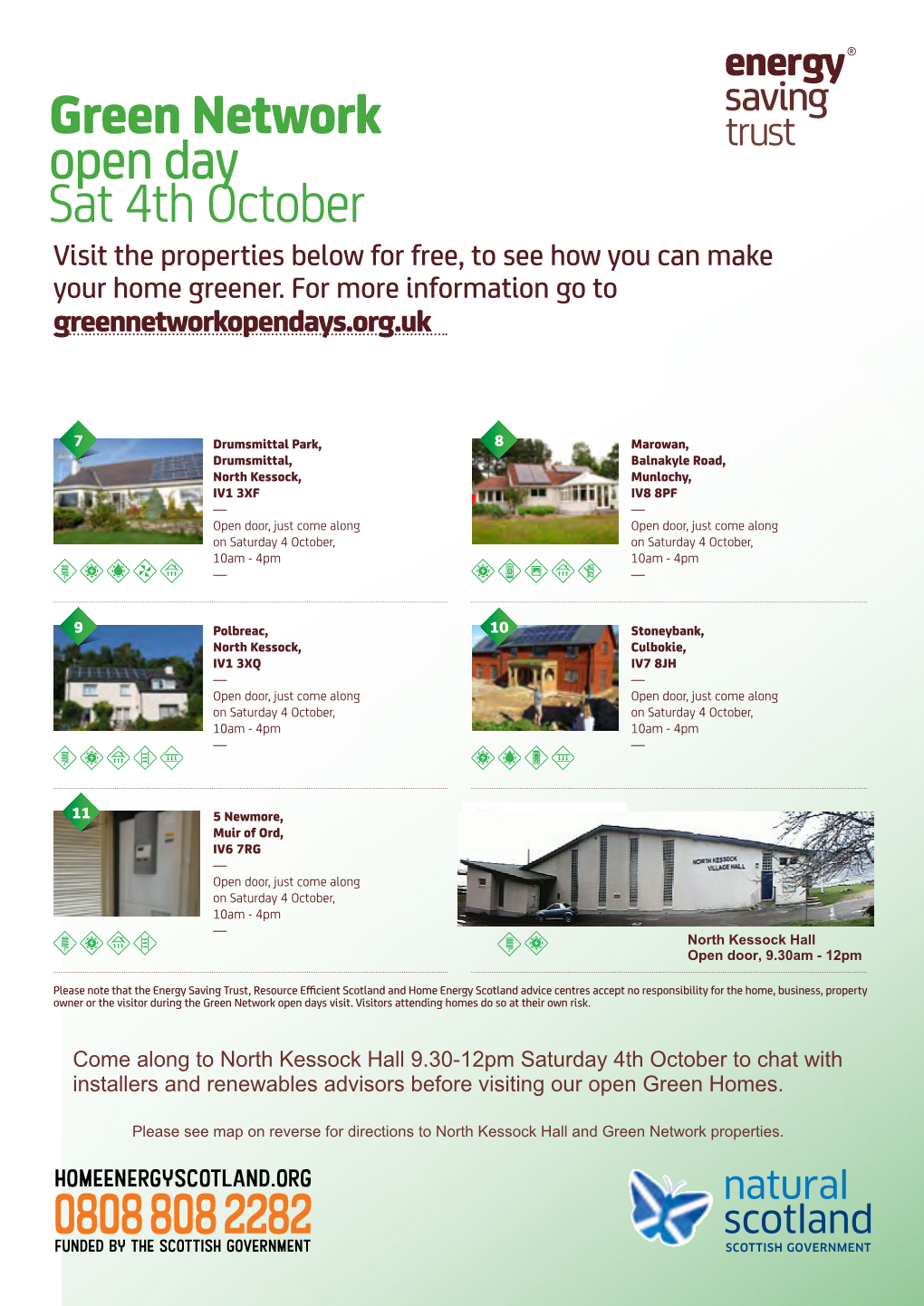 Green Network Open Day Sat 4Th October Visit the Properties Below for Free, to See How You Can Make Your Home Greener