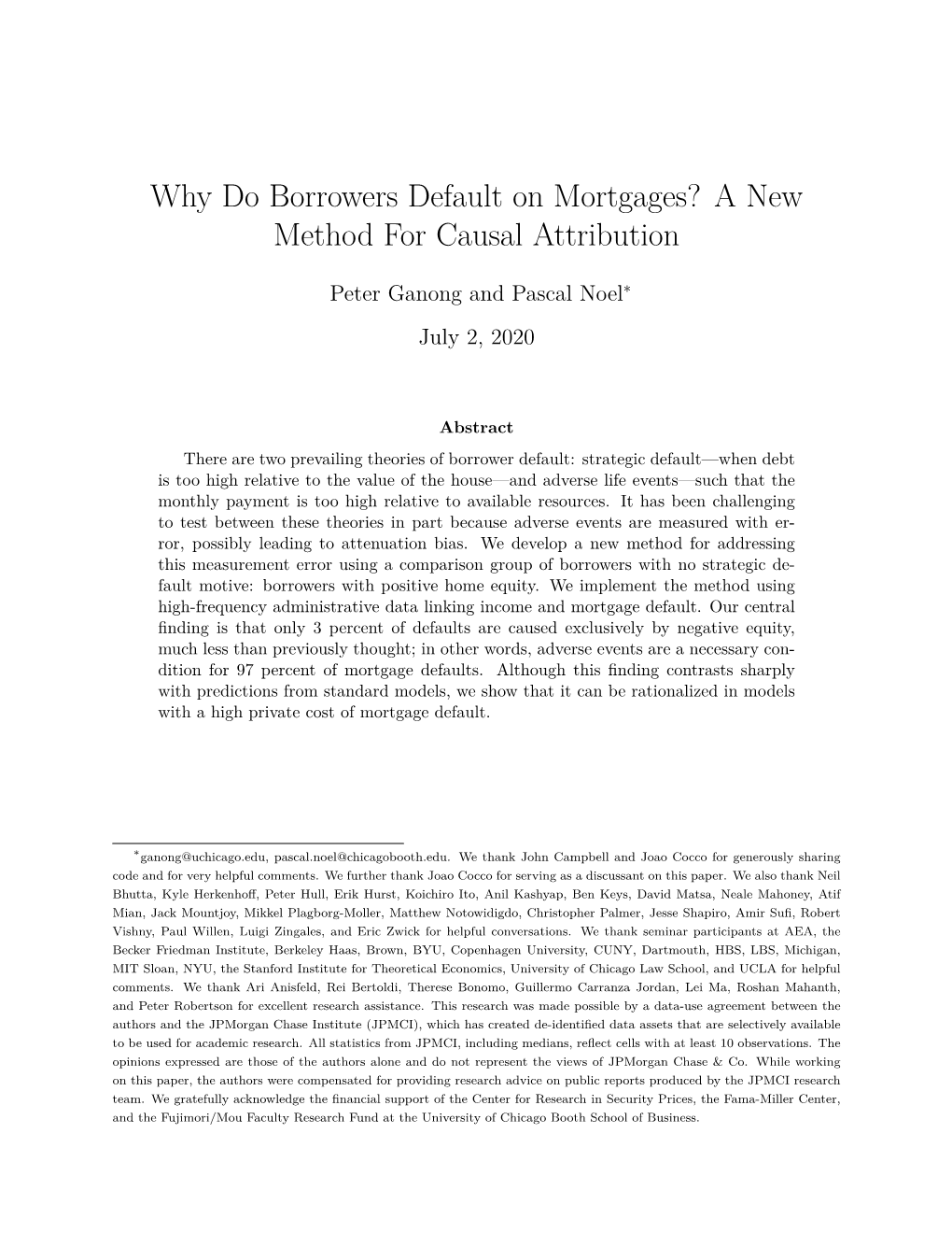 Why Do Borrowers Default on Mortgages? a New Method for Causal Attribution