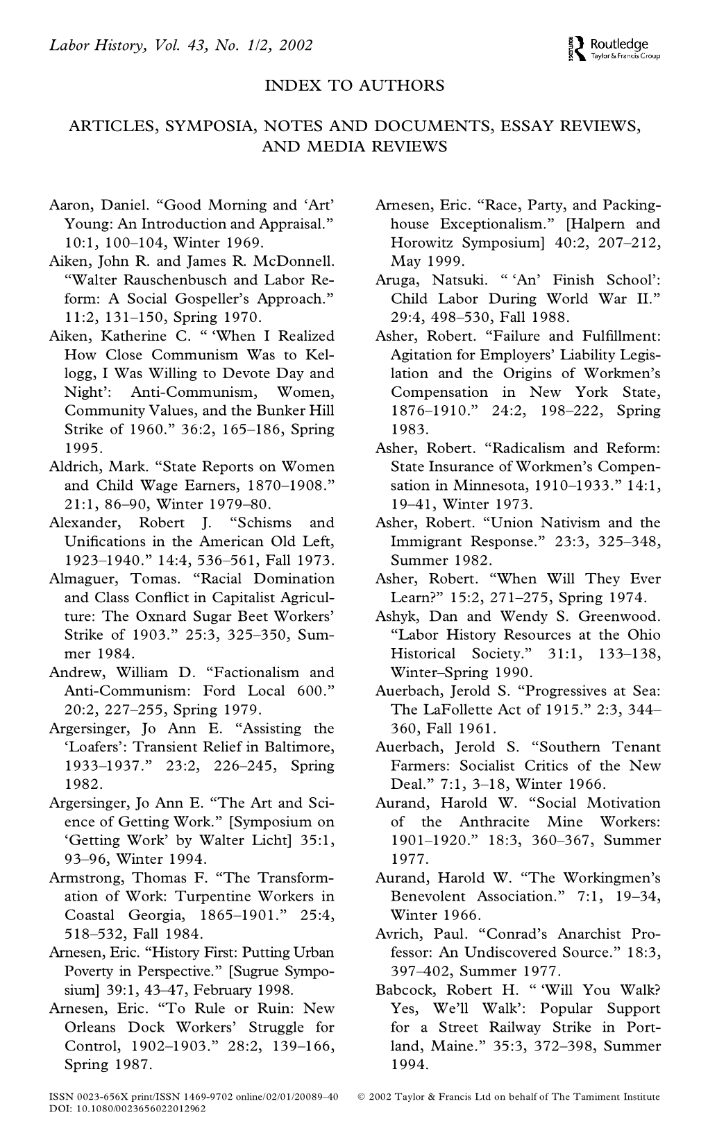 Index to Authors