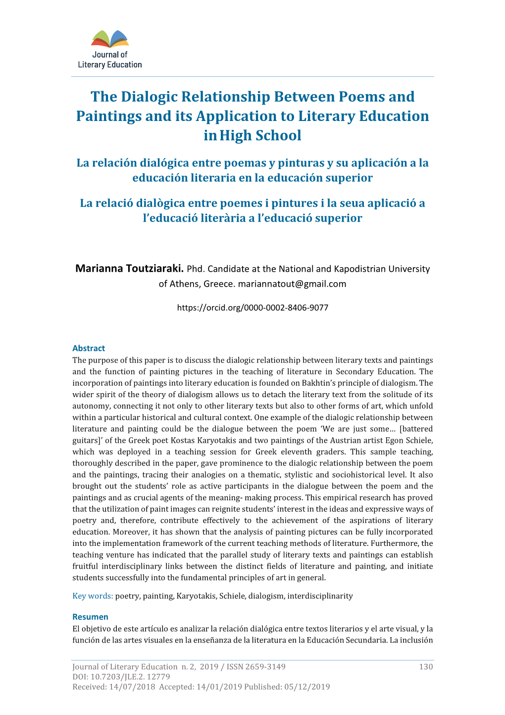 The Dialogic Relationship Between Poems and Paintings and Its Application to Literary Education in High School