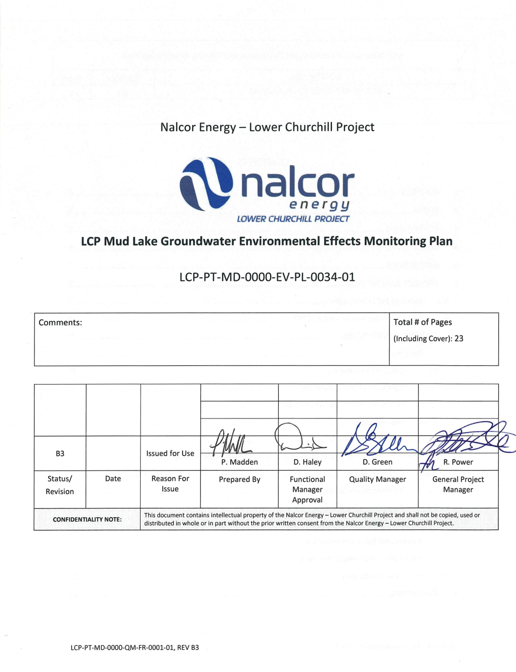 Mud Lake Groundwater Environmental Effects Monitoring Plan