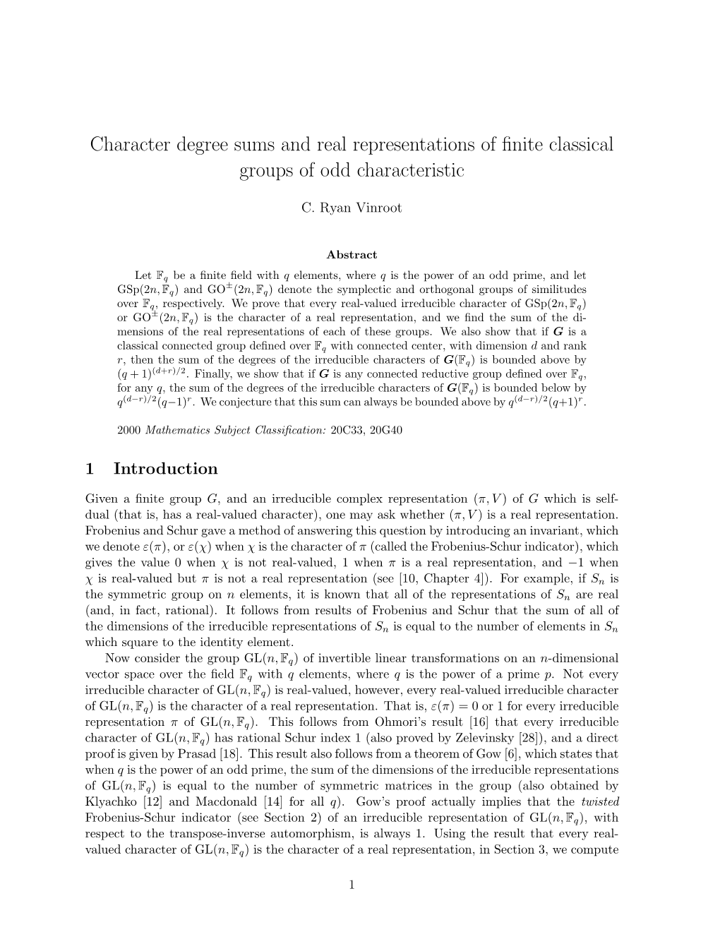 Character Degree Sums and Real Representations of Finite Classical