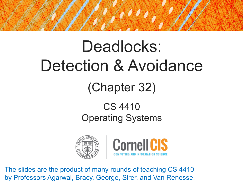 Deadlocks: Detection & Avoidance