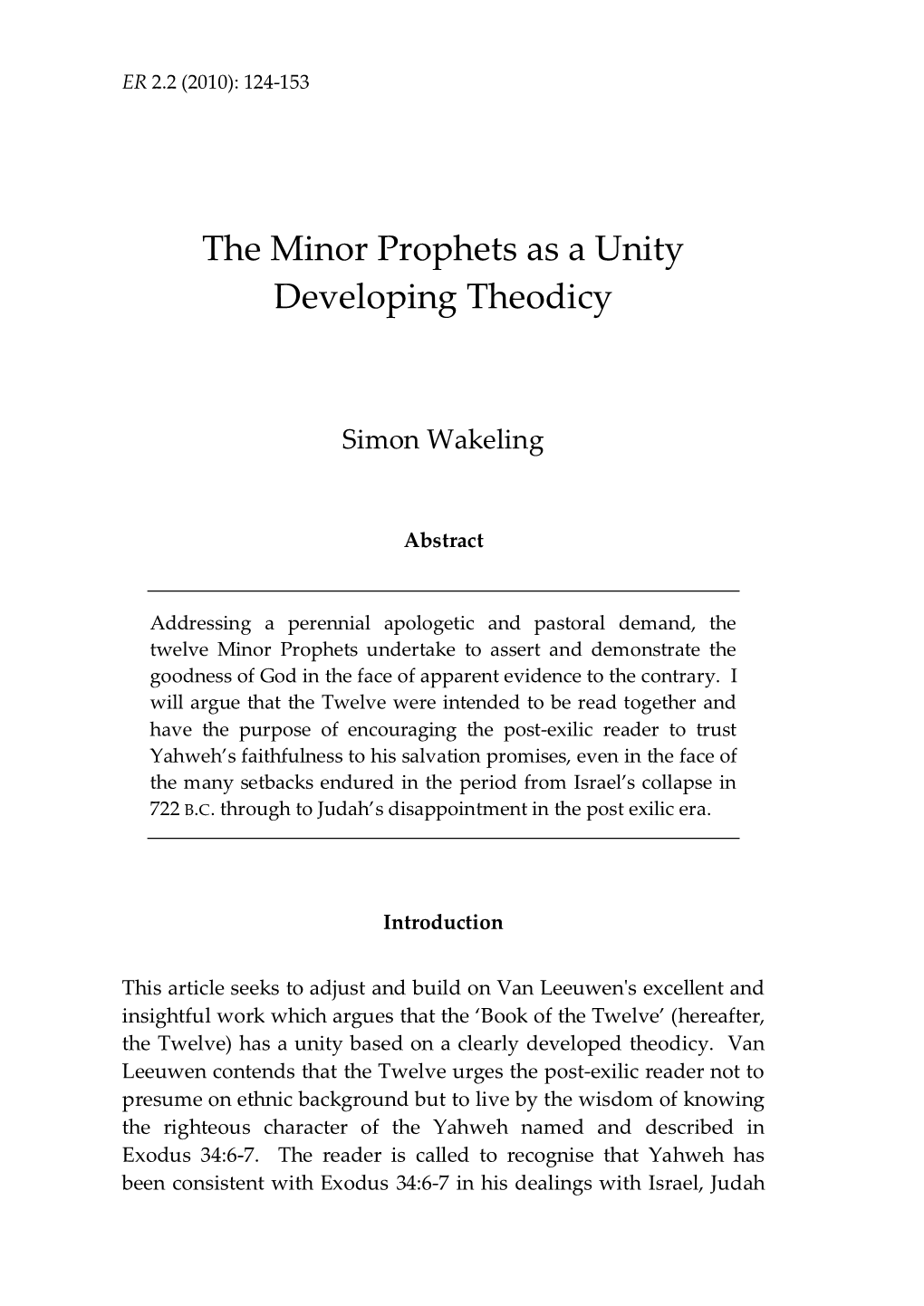 The Minor Prophets As a Unity Developing Theodicy