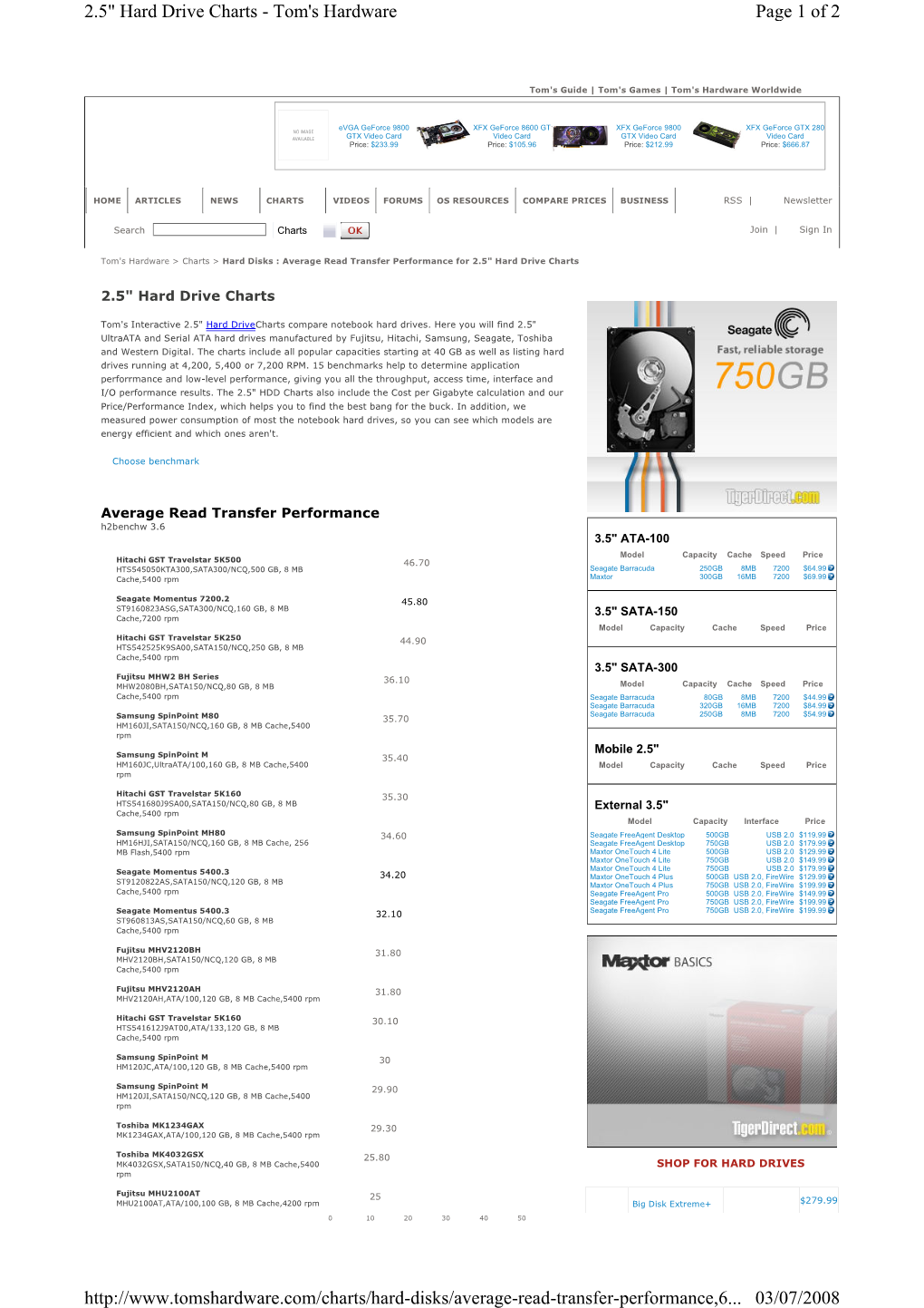 Page 1 of 2 2.5" Hard Drive Charts