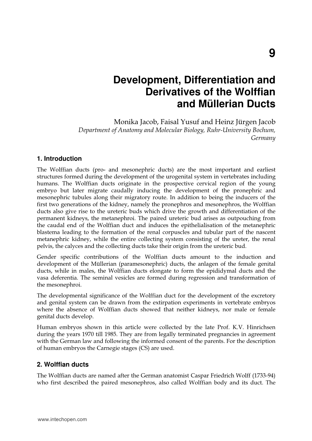 Development, Differentiation and Derivatives of the Wolffian and Müllerian Ducts