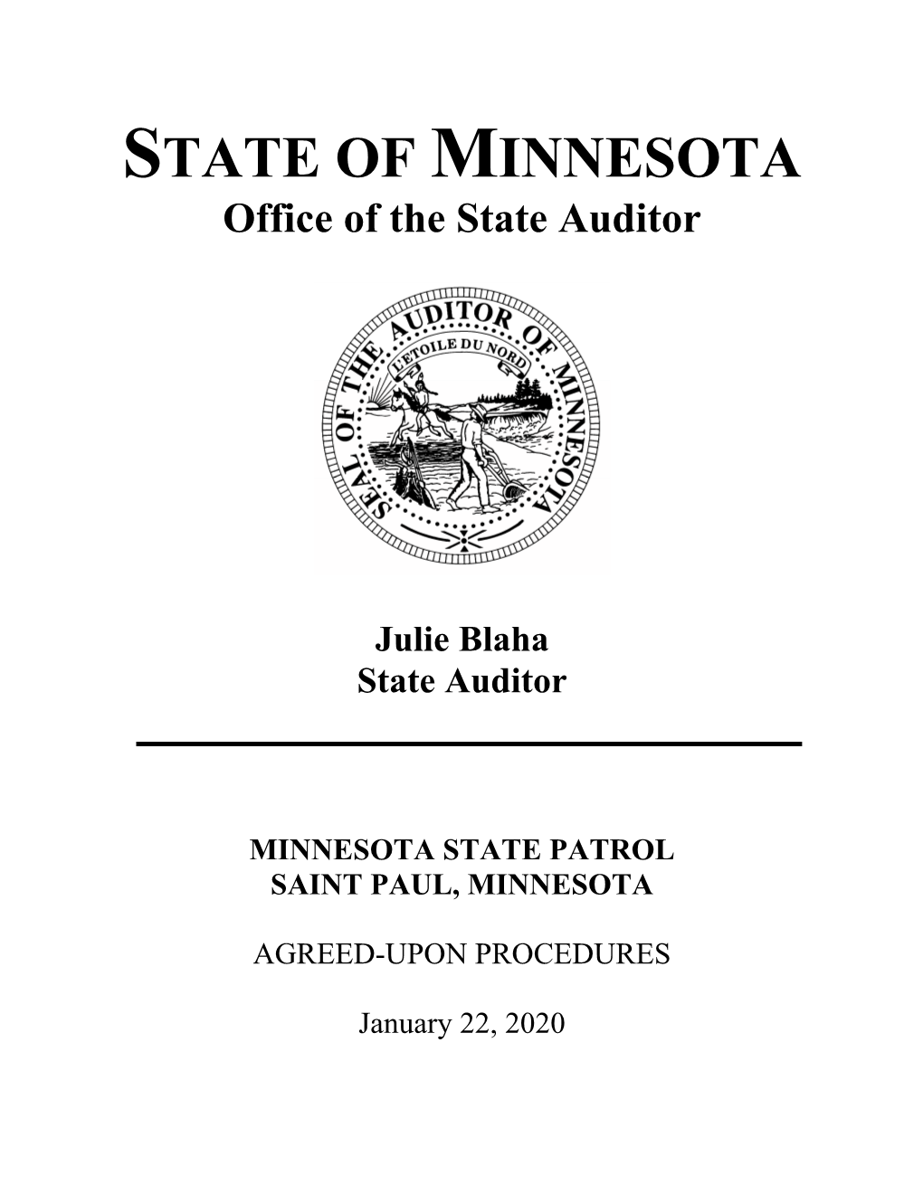 Minnesota State Patrol Agreed Upon Procedures