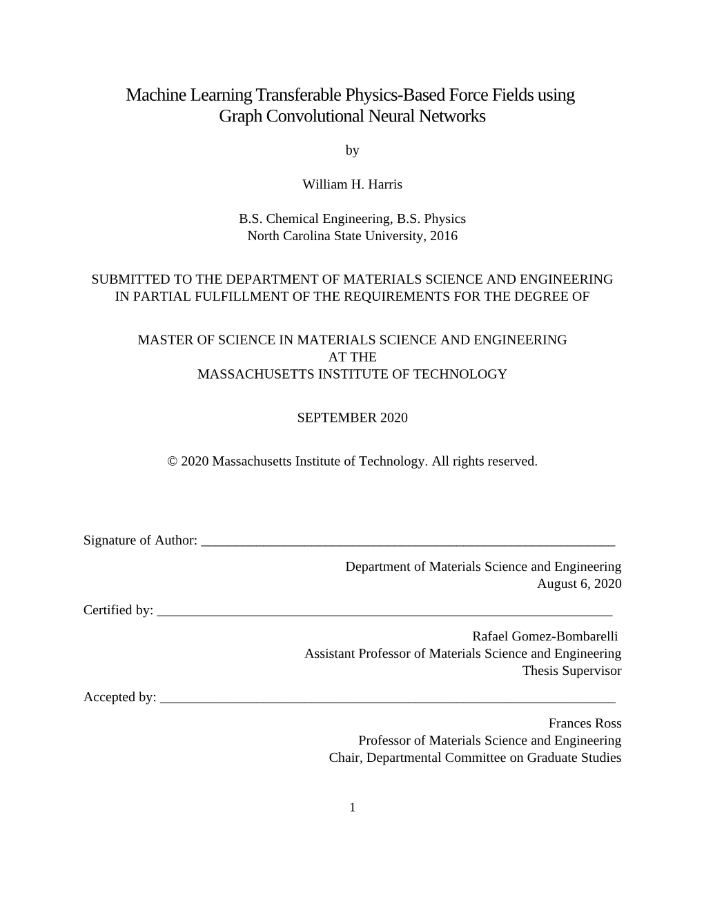 Machine Learning Transferable Physics-Based Force Fields Using Graph Convolutional Neural Networks