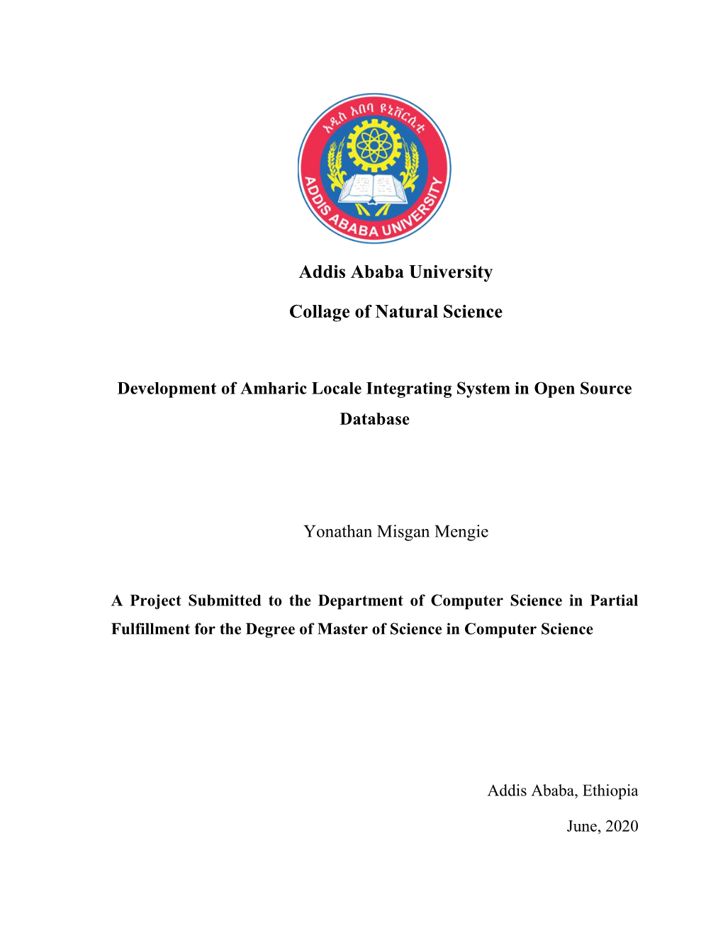 Addis Ababa University Collage of Natural Science