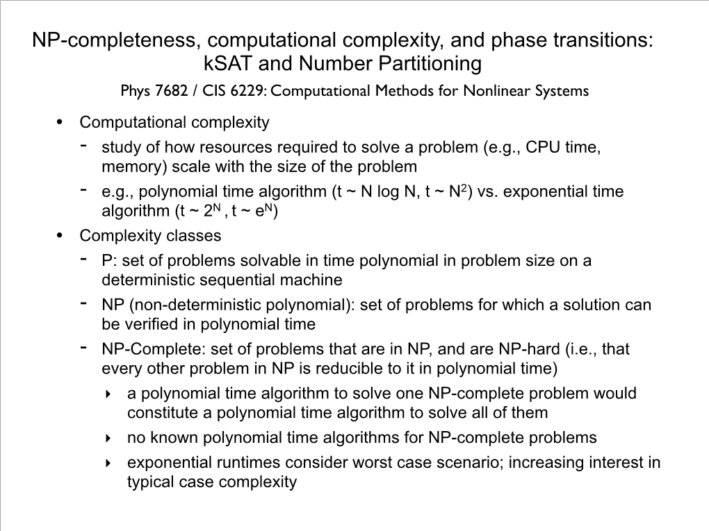 Lecture on NP-Completeness, Computational Complexity, And