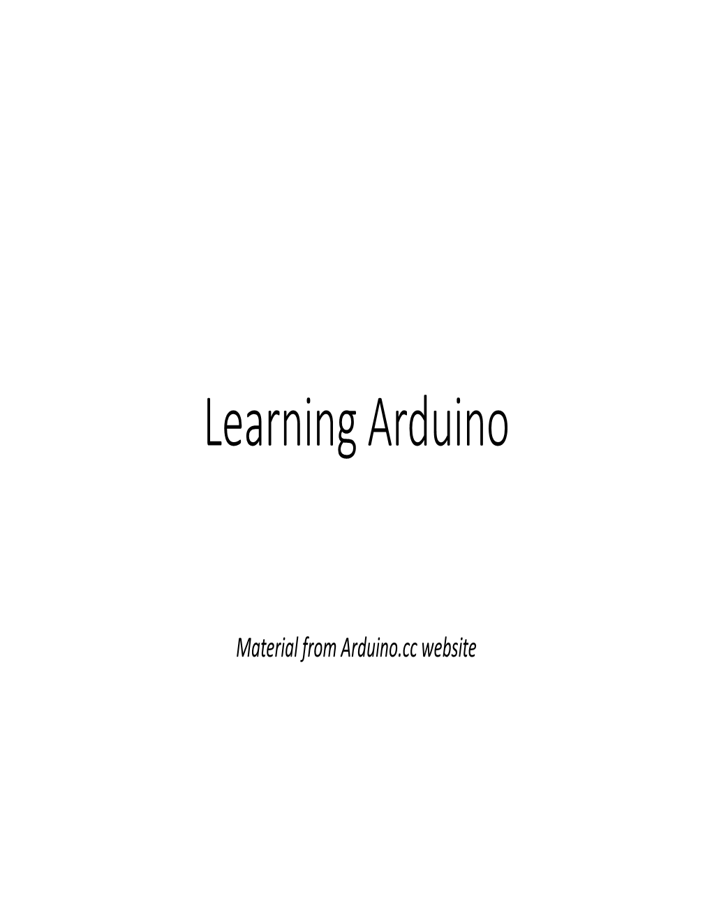 Learning Arduino