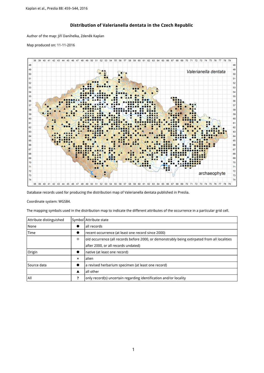 1 Distribution of Valerianella Dentata in the Czech Republic