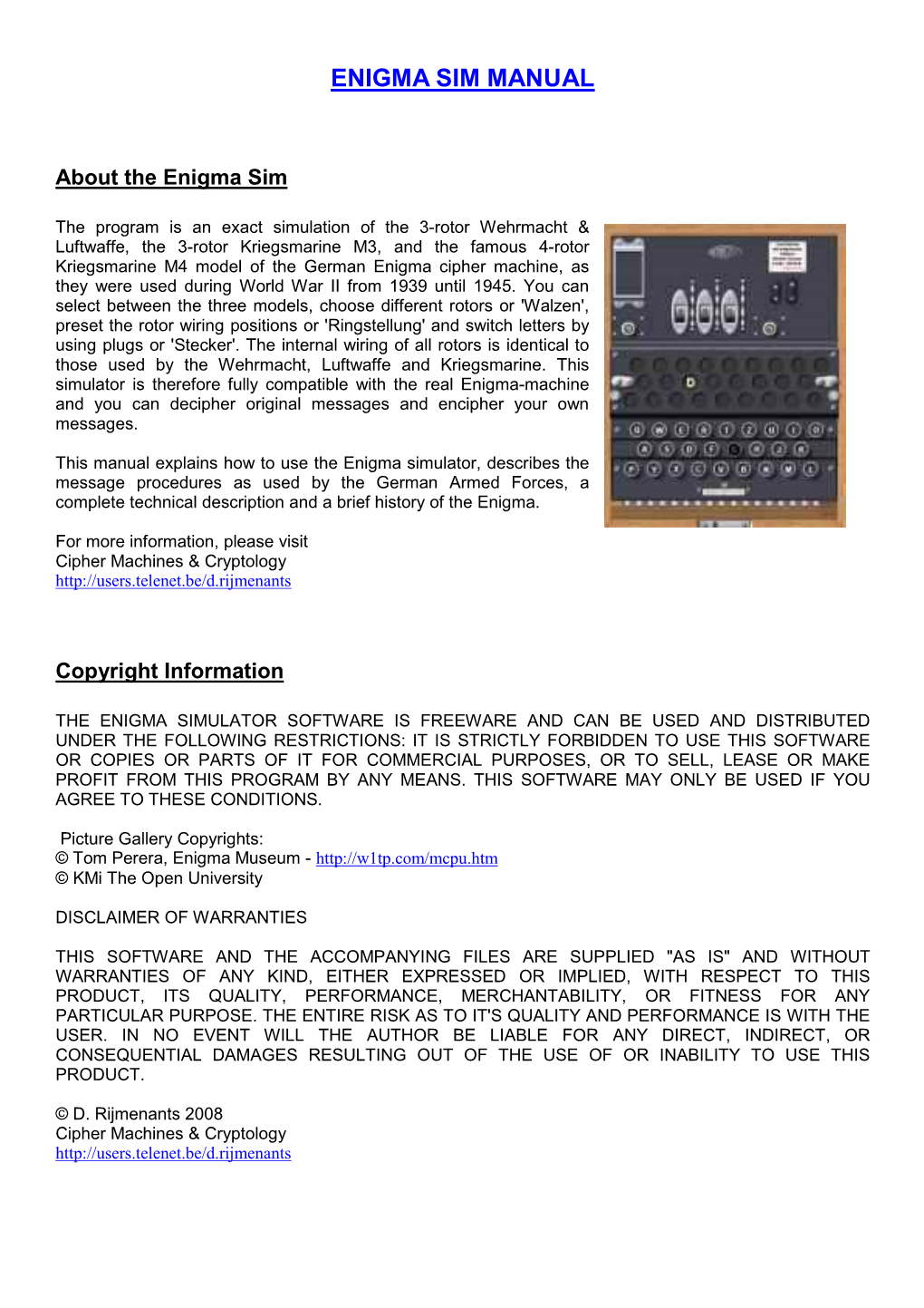 Enigma Sim Manual