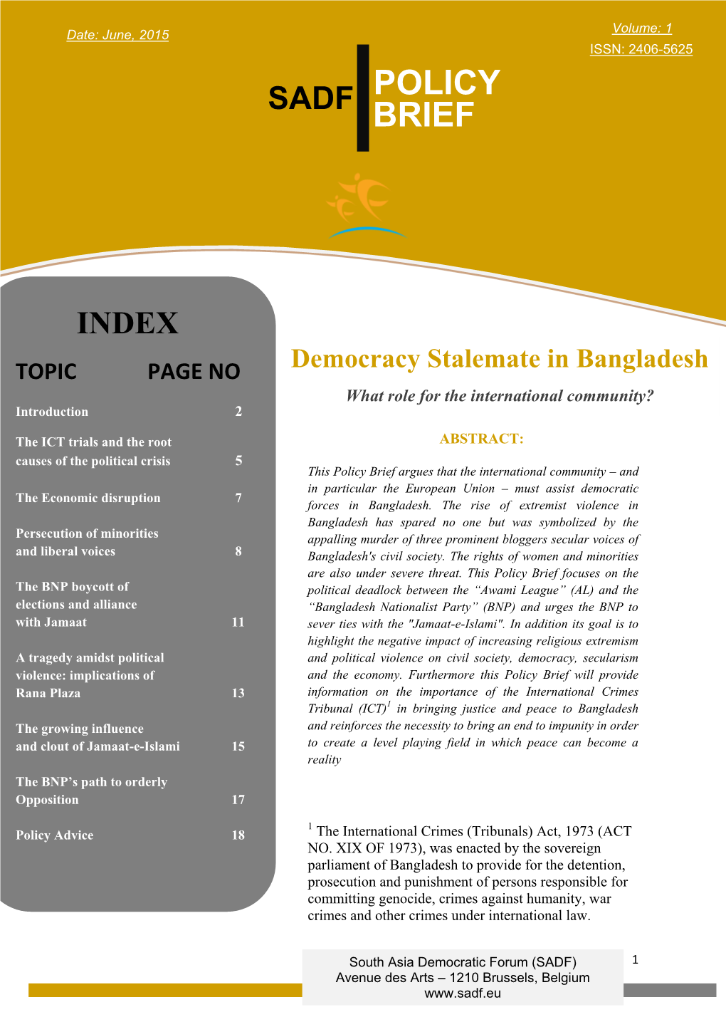 Policy Brief Argues That the International Community – And