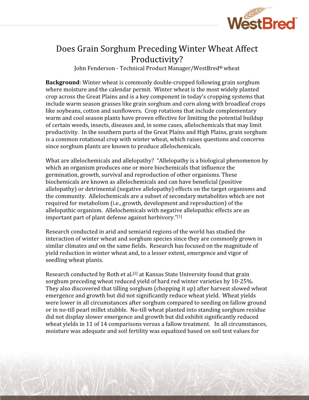 Sorghum Impact on Succeeding Winter Wheat Crops 10.25.16