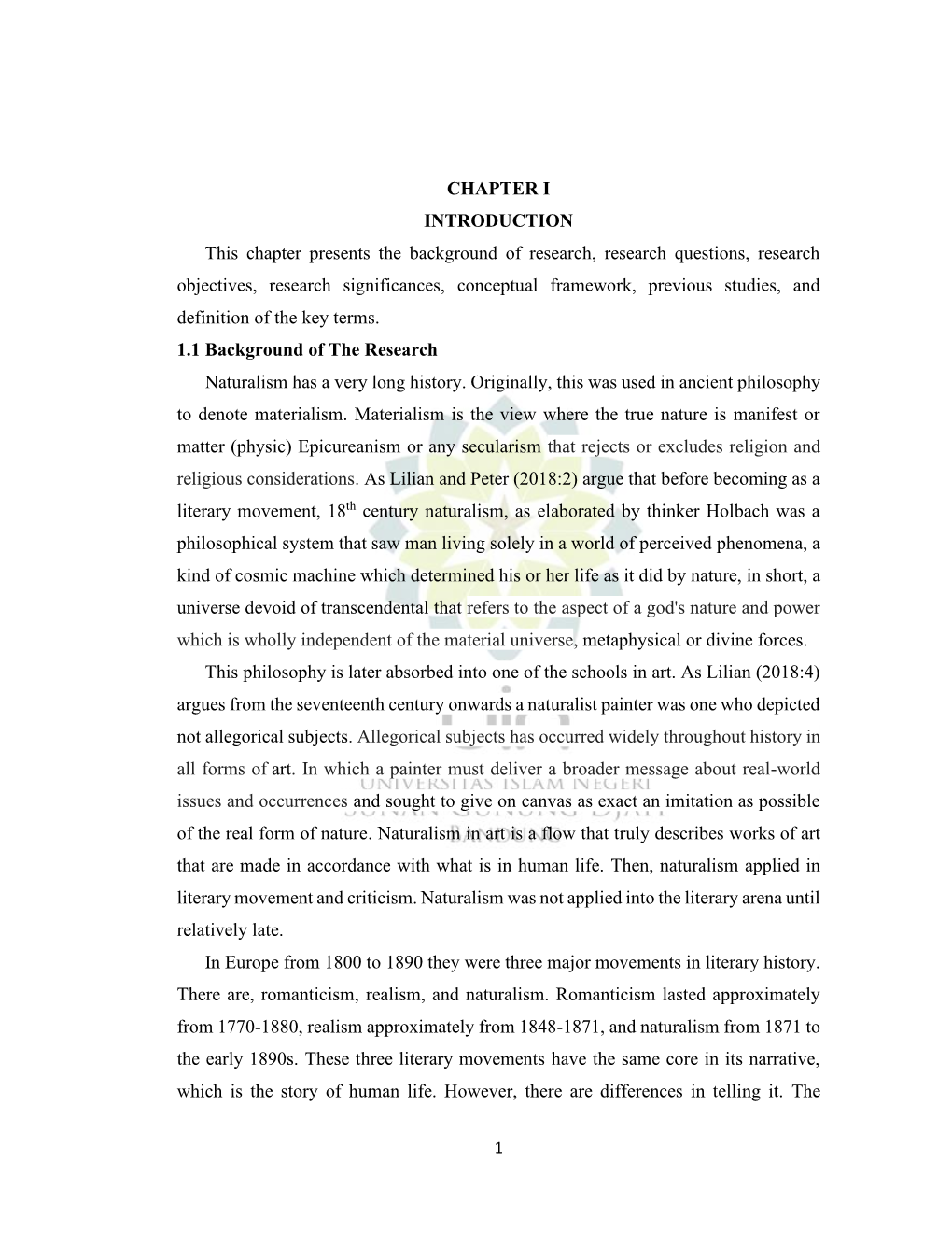 CHAPTER I INTRODUCTION This Chapter Presents the Background Of