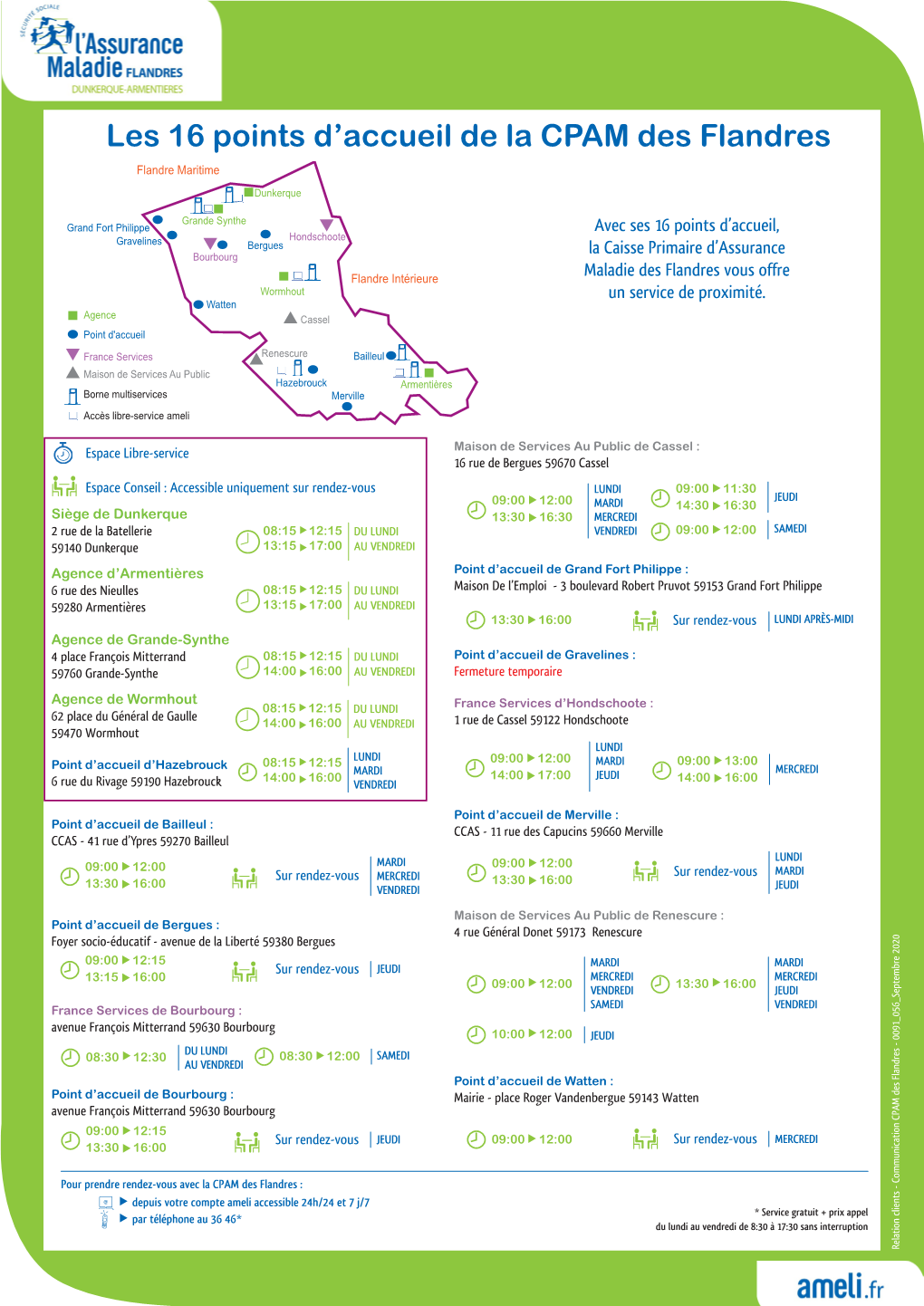 Les 16 Points D'accueil De La CPAM Des Flandres