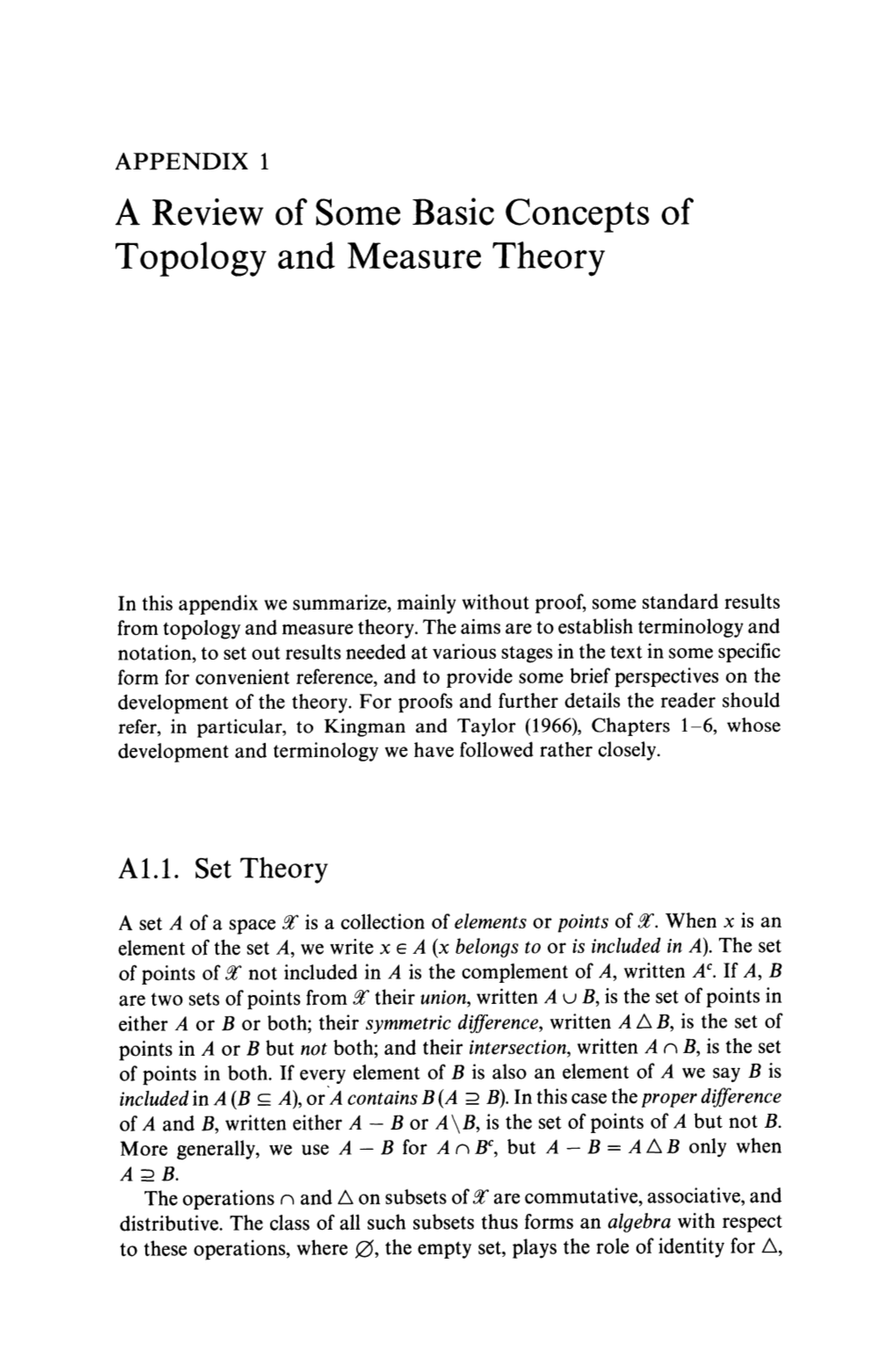 A Review of Some Basic Concepts of Topology and Measure Theory