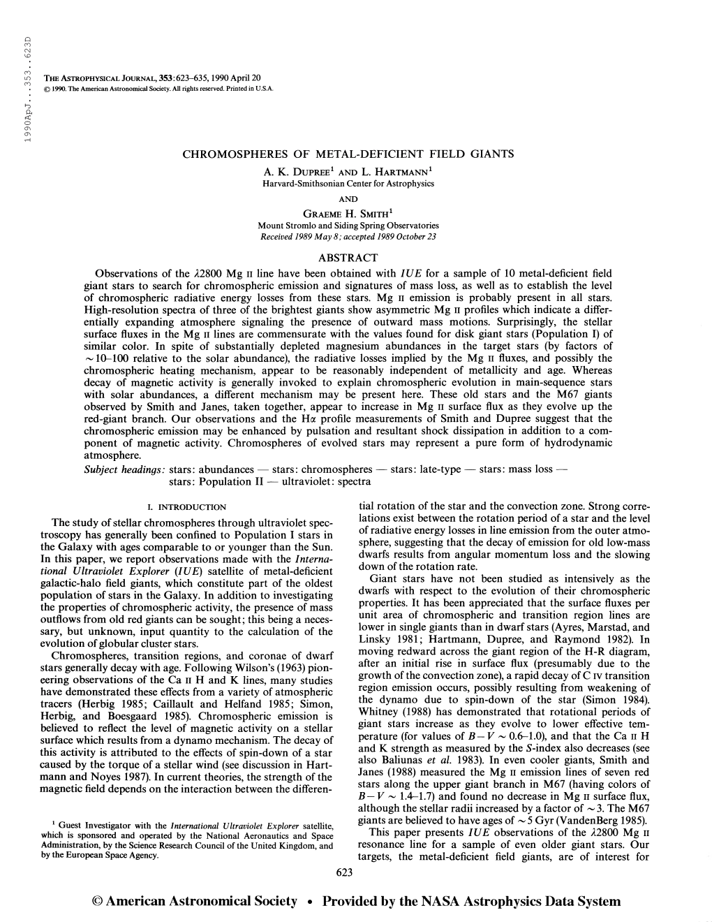 1990Apj. . .353. .623D the Astrophysical Journal, 353