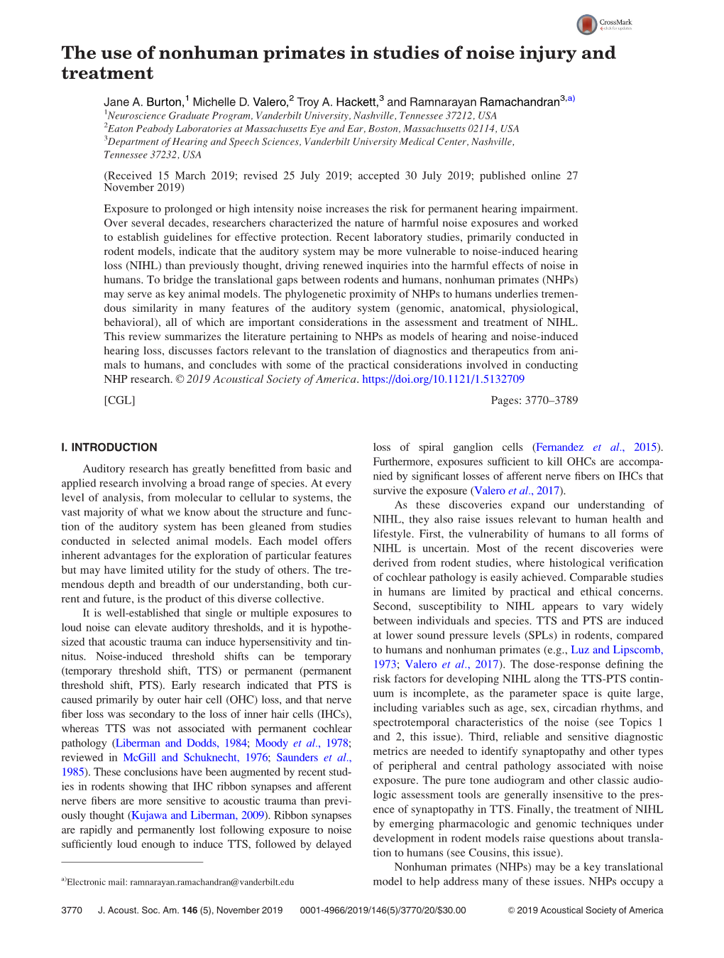 The Use of Nonhuman Primates in Studies of Noise Injury and Treatment