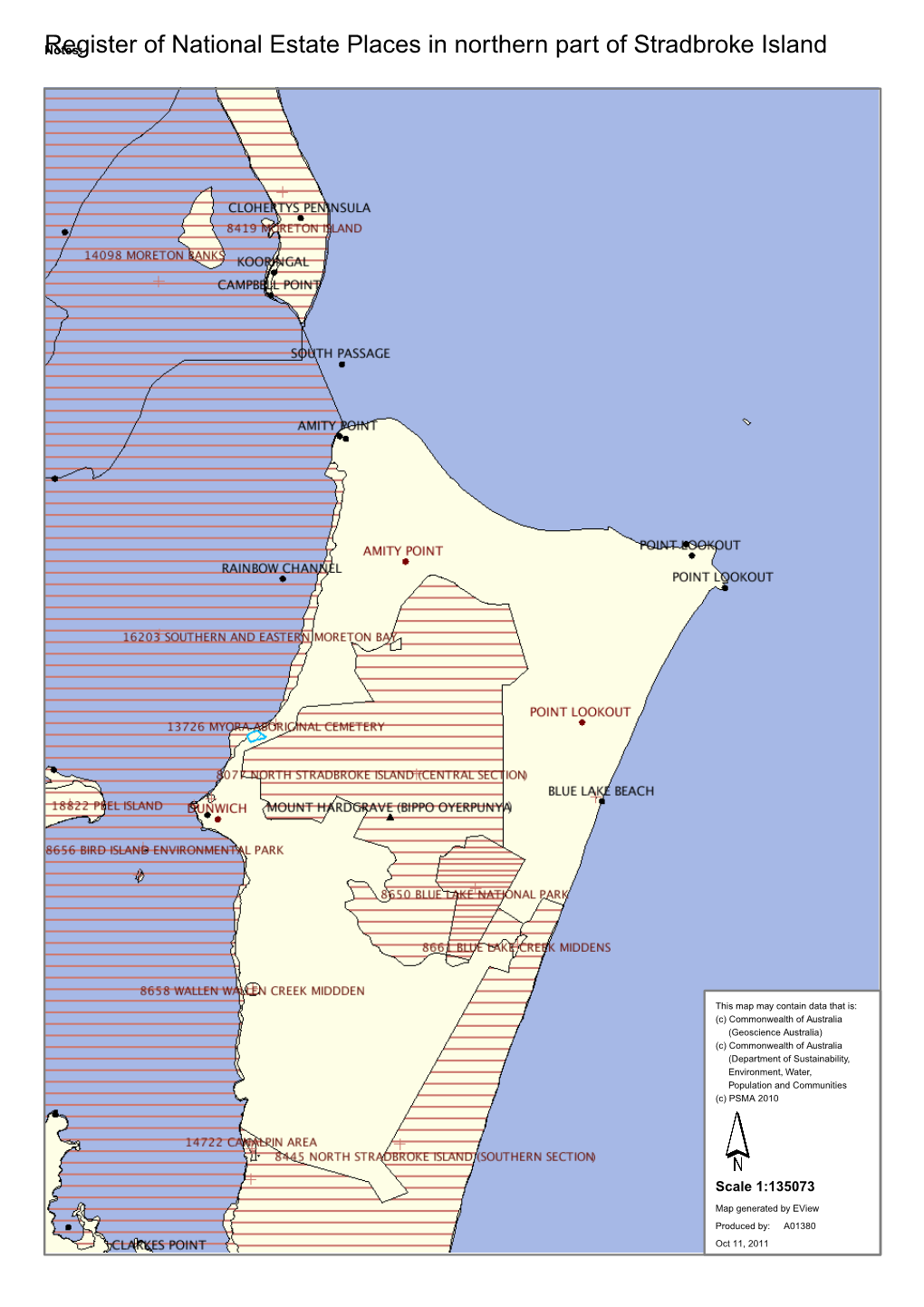 National Estate Places in Northern Part of Stradbroke Island