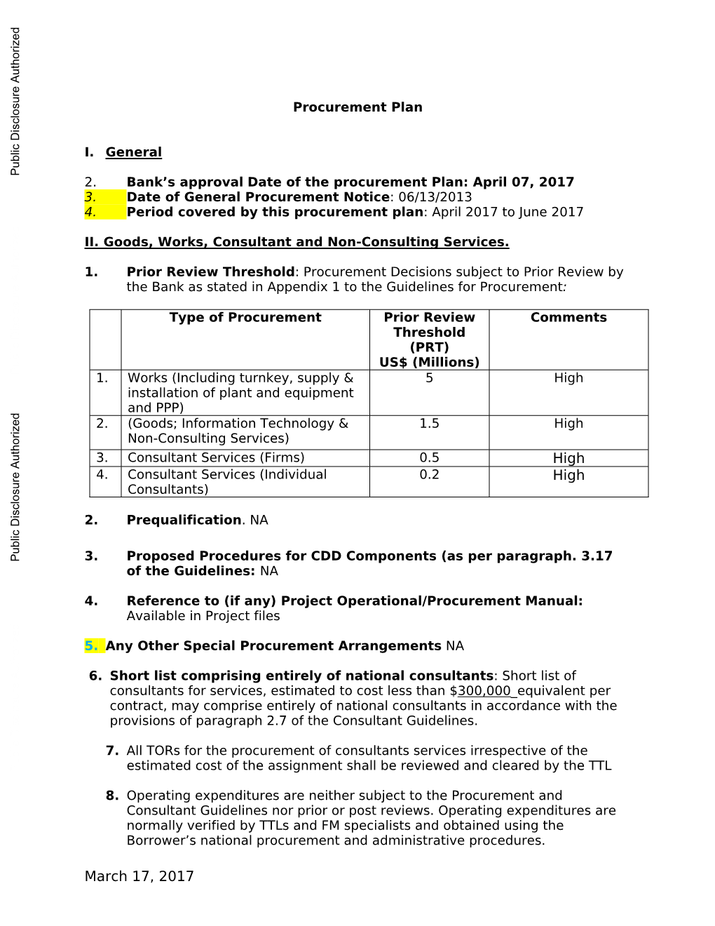 Procurement Plan