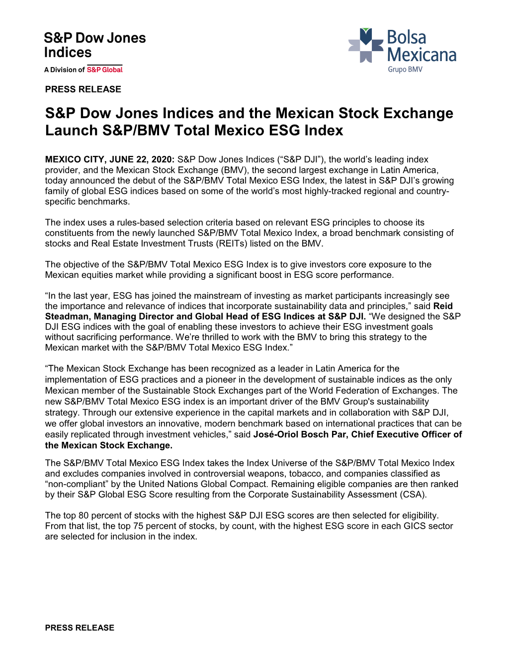 S&P Dow Jones Indices and the Mexican Stock Exchange Launch