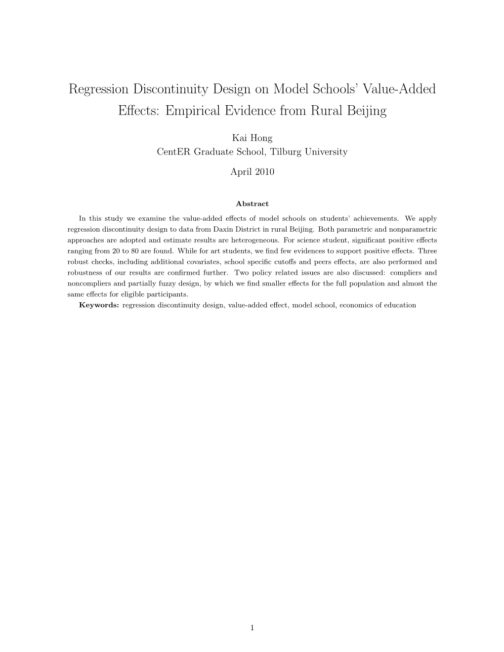 Regression Discontinuity Design on Model Schools' Value-Added Effects