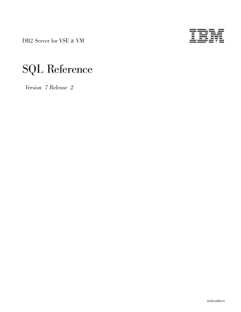 DB2 Server for VSE & VM SQL Reference