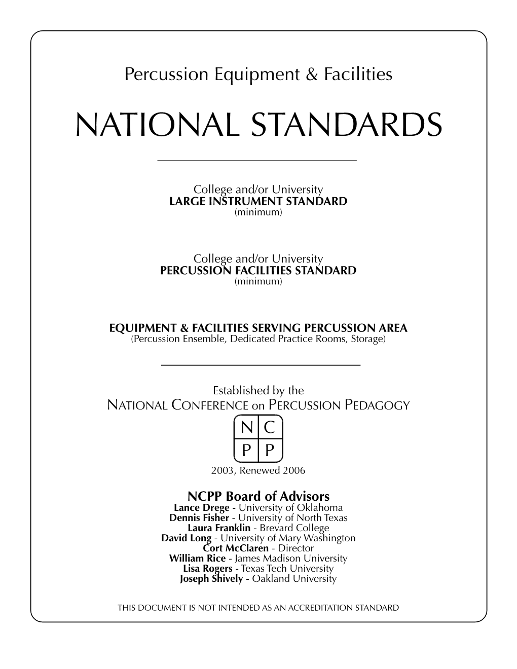 Download Percussion Equipment & Facilities National Standards