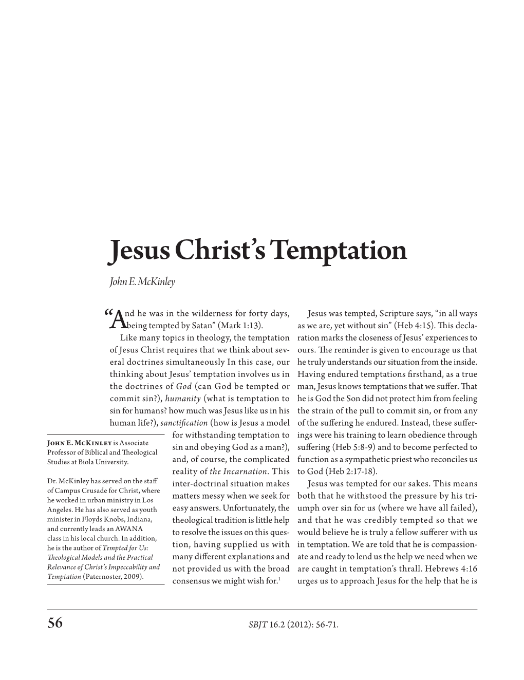 Jesus Christ's Temptation