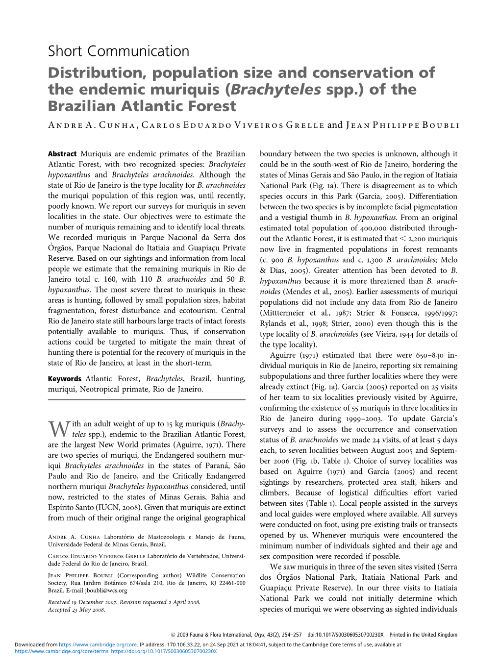 Of the Brazilian Atlantic Forest a Ndre A