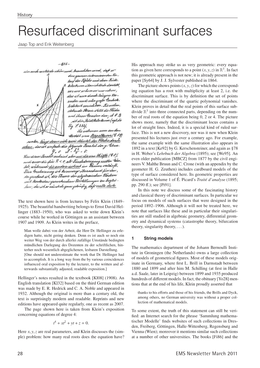 Resurfaced Discriminant Surfaces Jaap Top and Erik Weitenberg