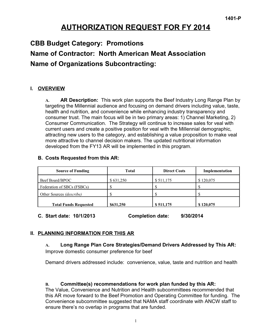 CBB Budget Category: Promotions