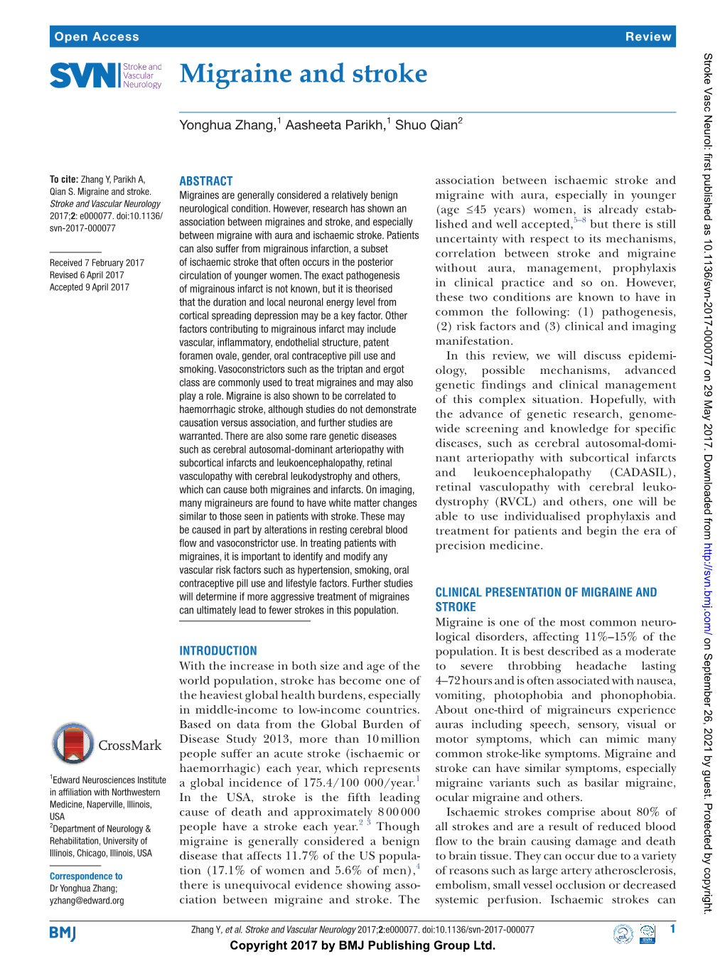 Migraine and Stroke