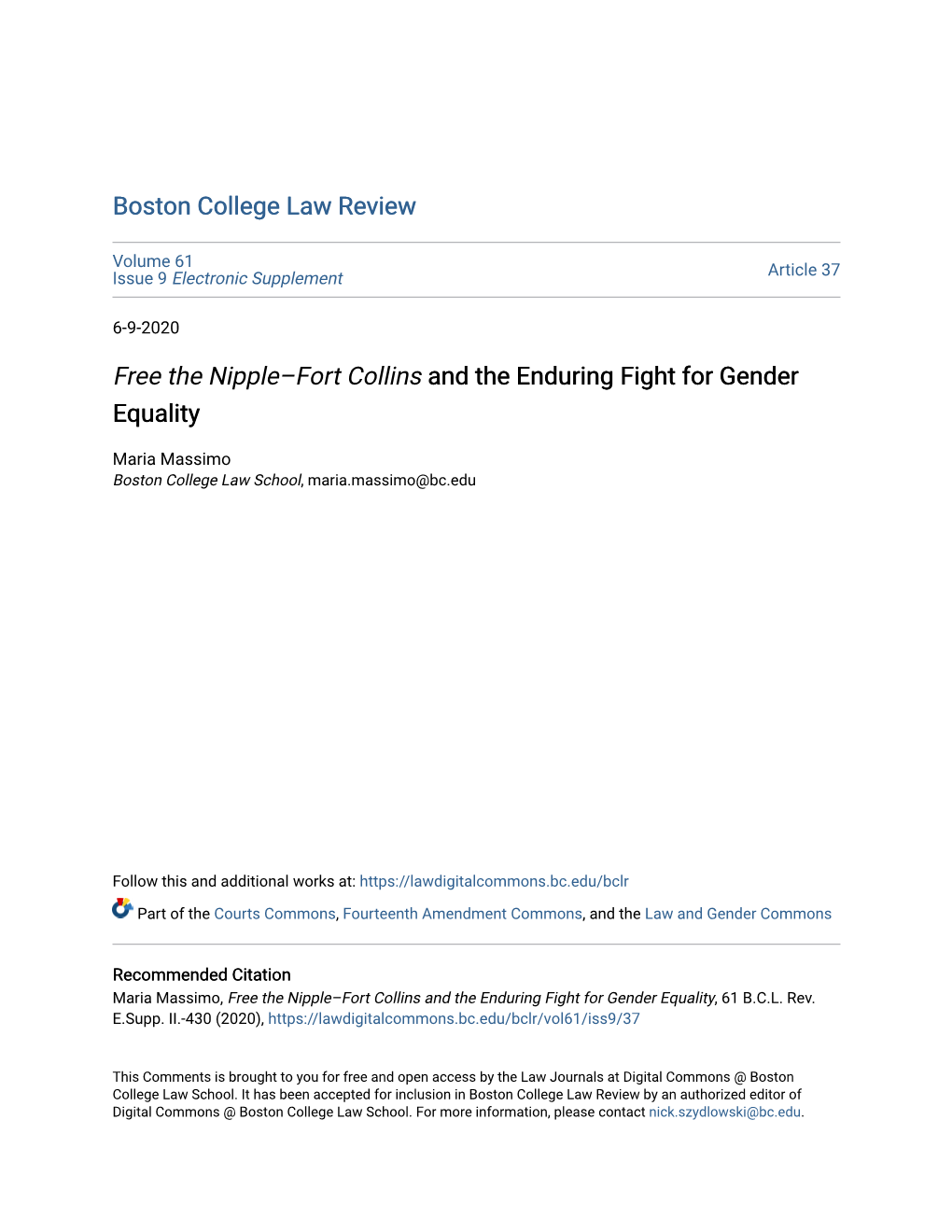 Free the Nippleâ•Fifort Collins and the Enduring Fight for Gender Equality