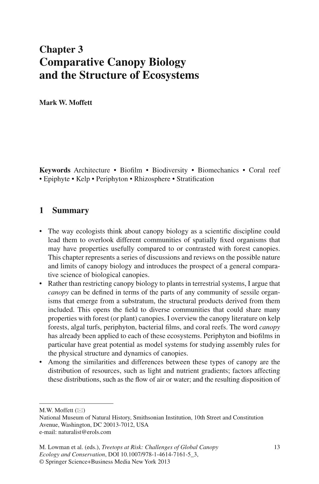 Comparative Canopy Biology and the Structure of Ecosystems