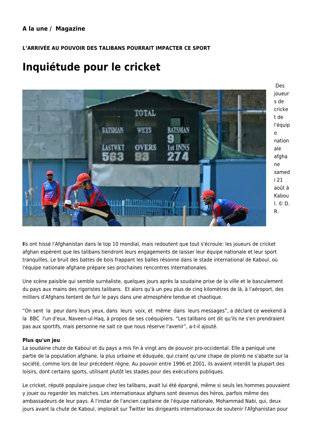 Inquiétude Pour Le Cricket